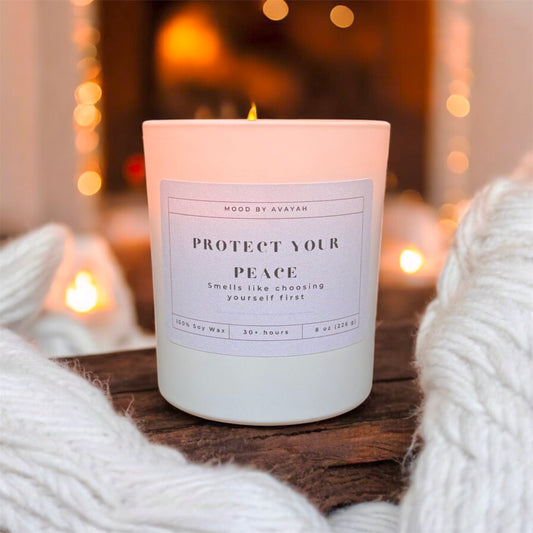 Protect Your Peace Candle – Hand-Poured Soy Wax Candle for Calm, Mindfulness & Self-Care 8 oz