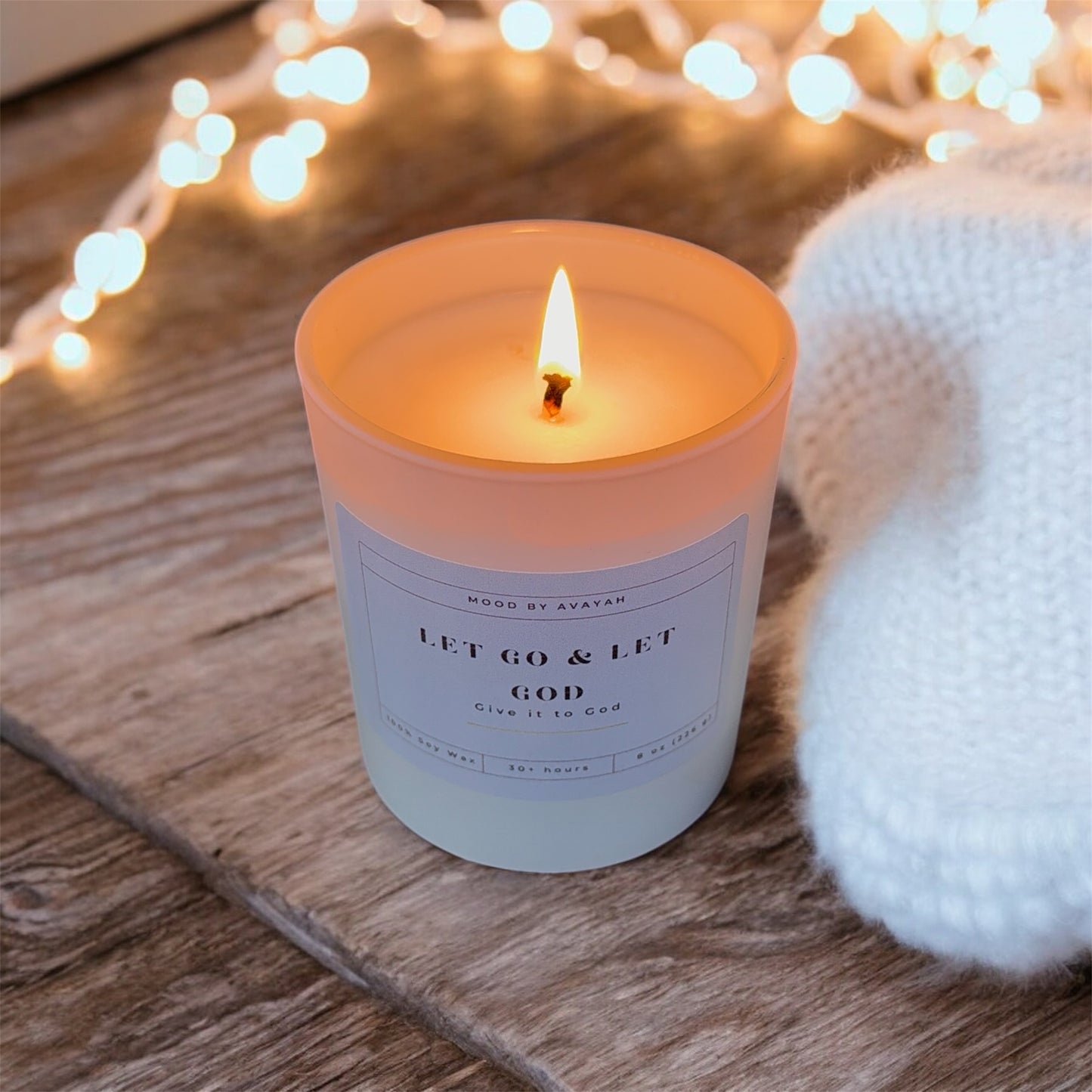 Let Go & Let God Candle – Inspirational Soy Wax Candle for Faith, Encouragement & Peace 8 oz