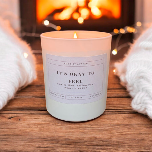 It’s Okay to Feel Candle – Soy Wax Candle for Mindfulness, Self-Care & Emotional Well-Being 8 oz